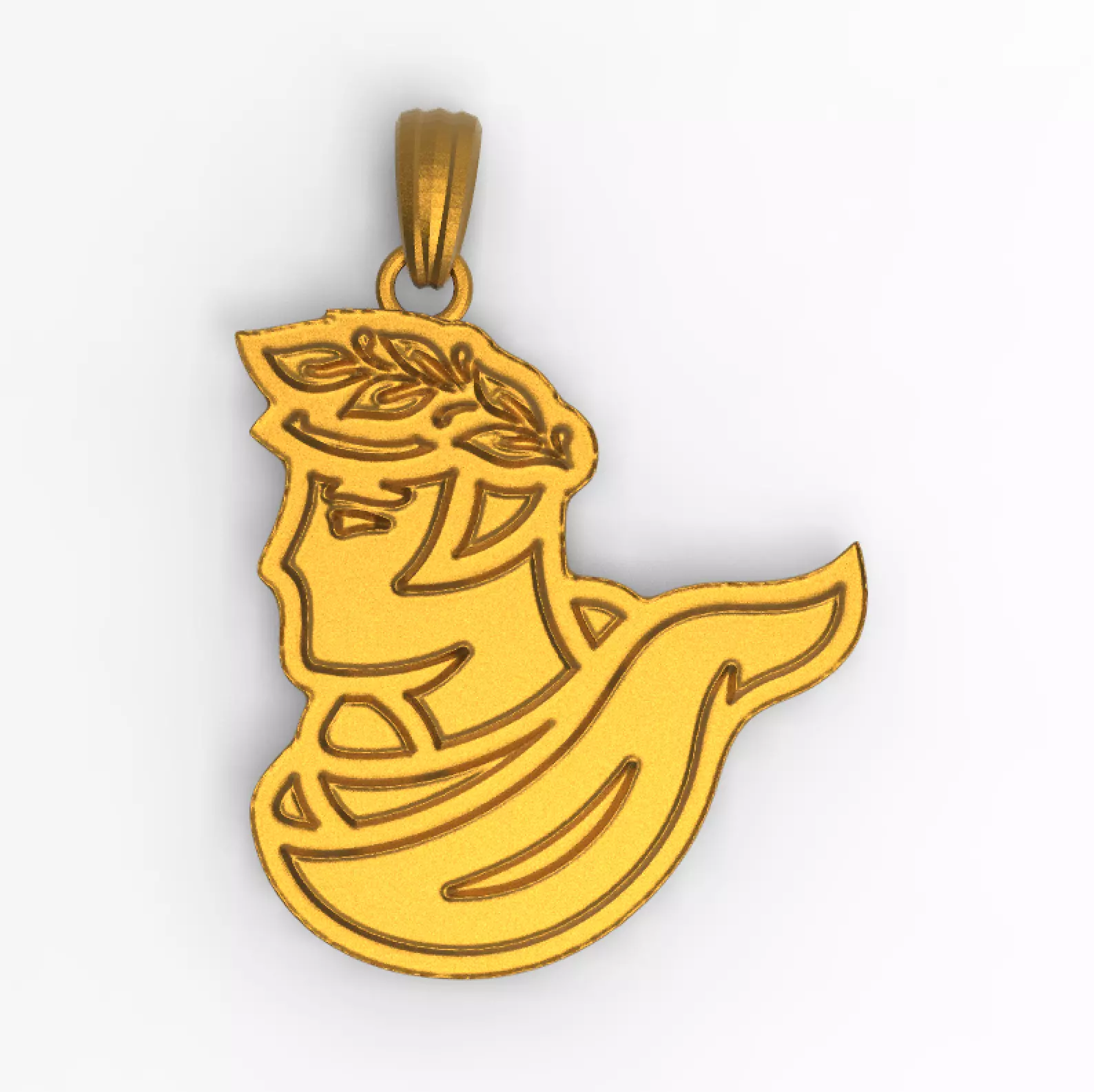 Ancient greek with laurel wreath Pendant 3D print model_0