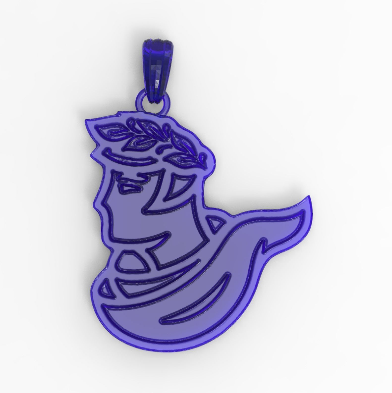 Ancient greek with laurel wreath Pendant 3D print model_4