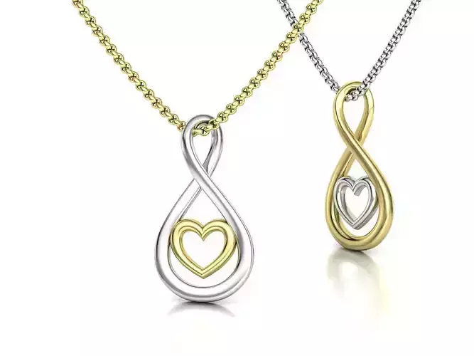 Infinity Heart Necklace 20mm Solid NECKLACE printable 3dmodel