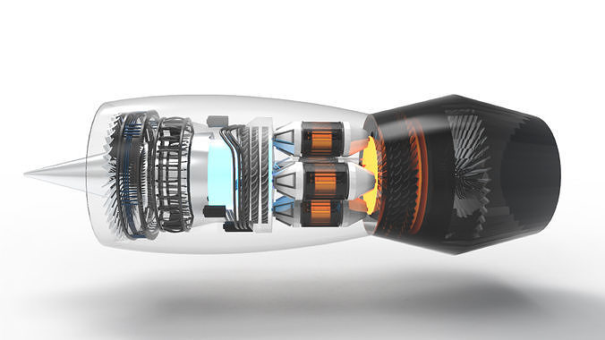 Jet engine N90 Low-poly 3D model