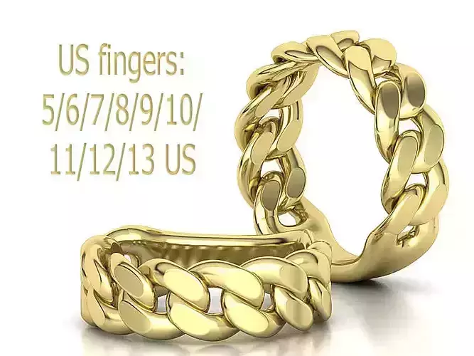 Cuban Ring Links Ring with bridge 7mm wide