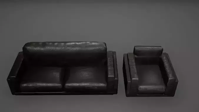 Cyberpunk Leather Sofa Set Low Poly  Game Ready