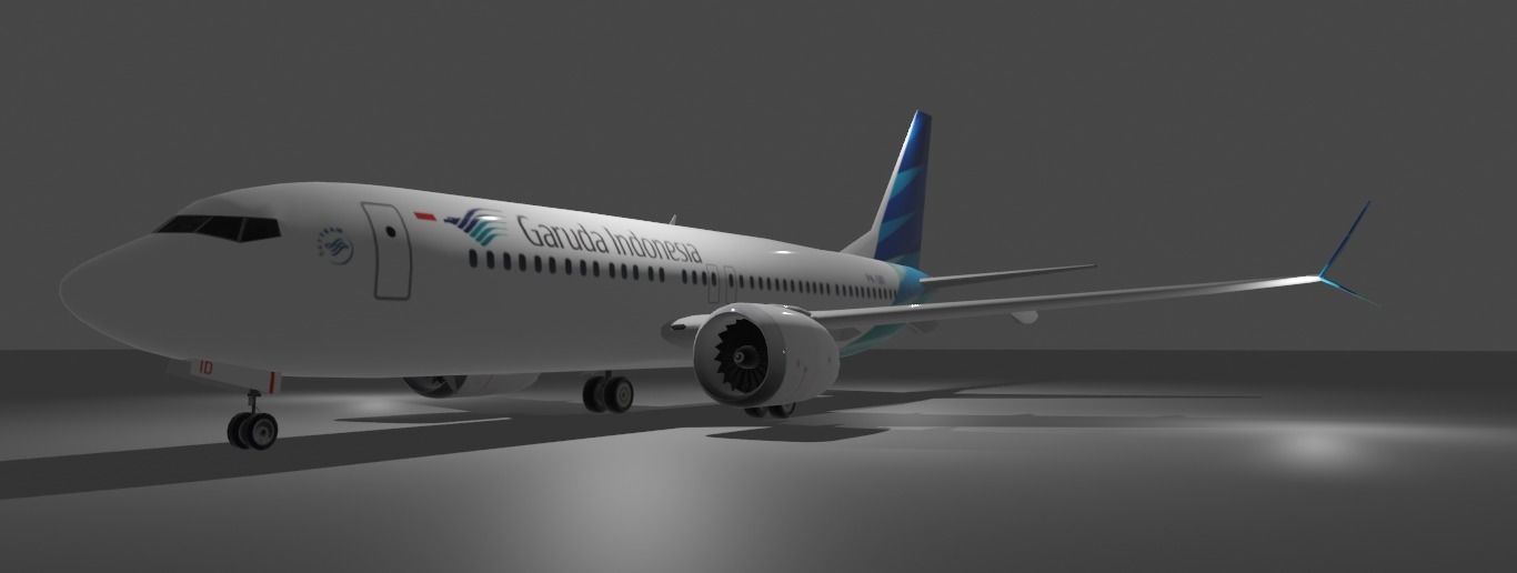 Boeing 737 Max8 Garuda Indonesia 3D Model with cockpit Low-poly 3D model_2