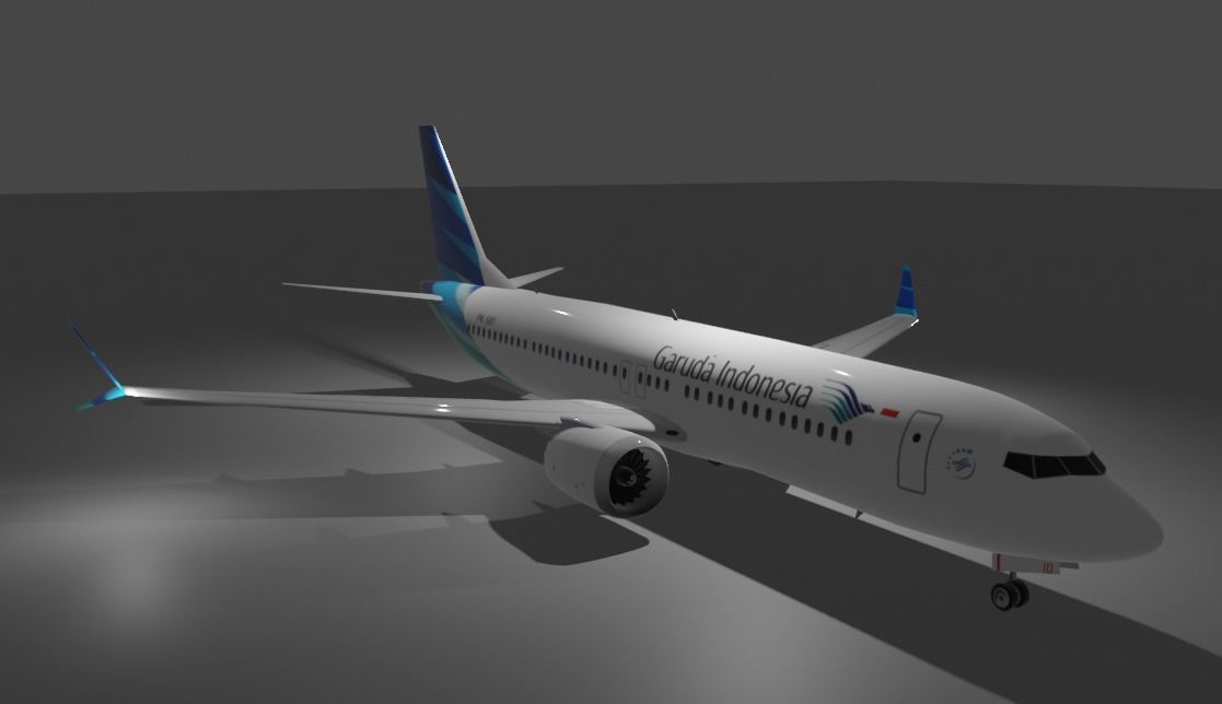 Boeing 737 Max8 Garuda Indonesia 3D Model with cockpit Low-poly 3D model_4