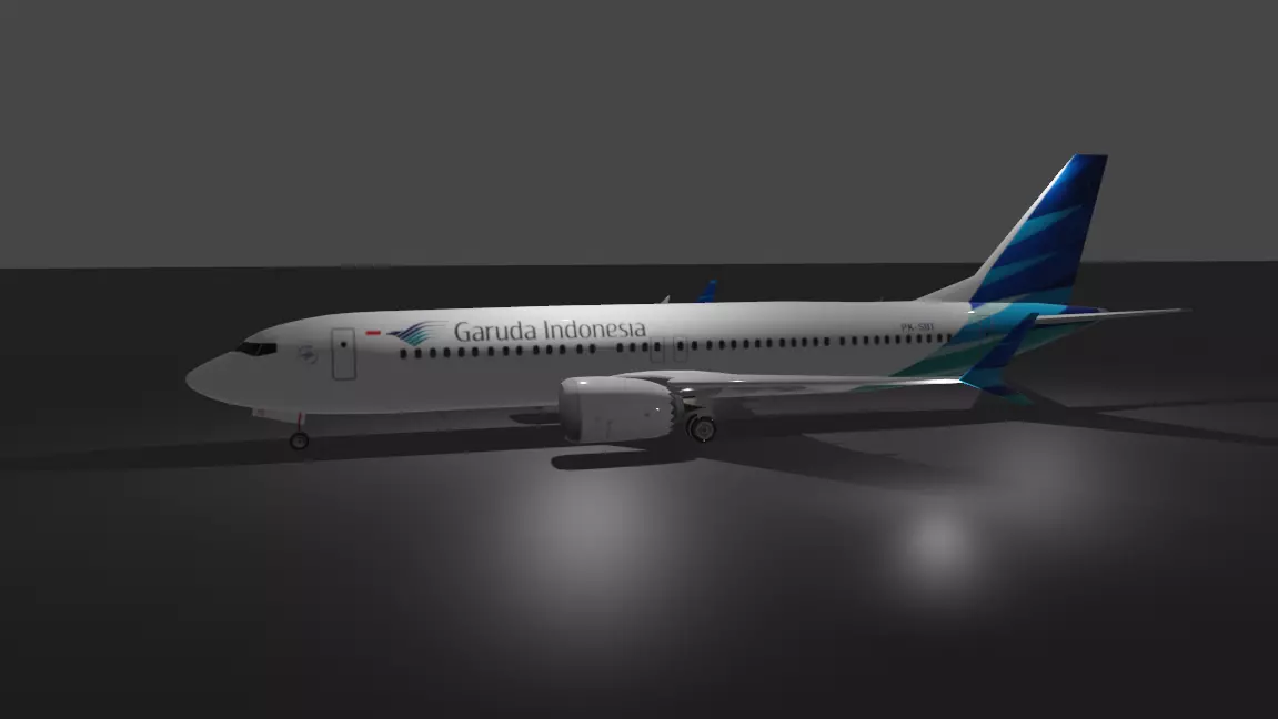 Boeing 737 Max8 Garuda Indonesia 3D Model with cockpit Low-poly 3D model_0