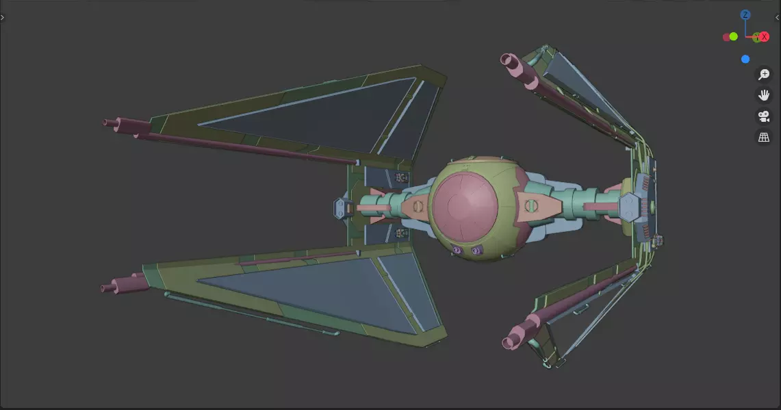 Tie-Interceptor star wars spaceship Low-poly 3D model_0