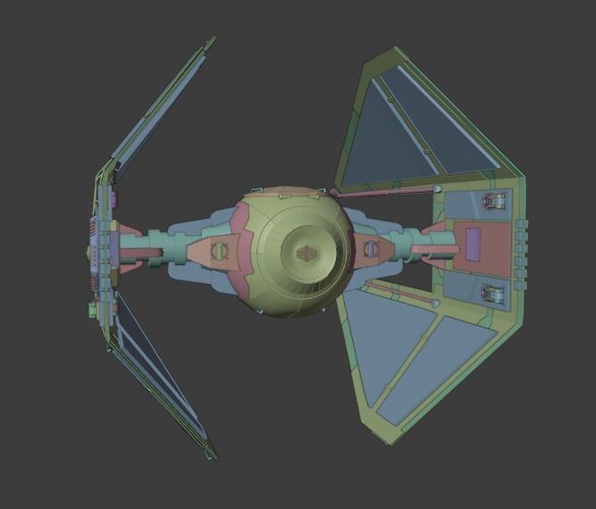 Tie-Interceptor star wars spaceship Low-poly 3D model_2