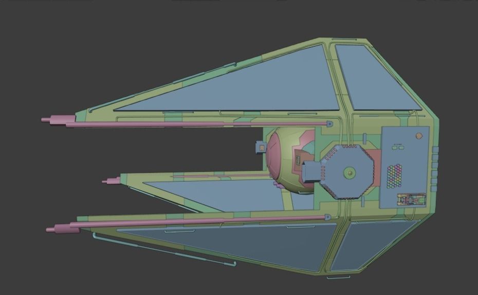 Tie-Interceptor star wars spaceship Low-poly 3D model_1