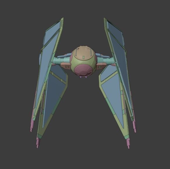 Tie-Interceptor star wars spaceship Low-poly 3D model_3