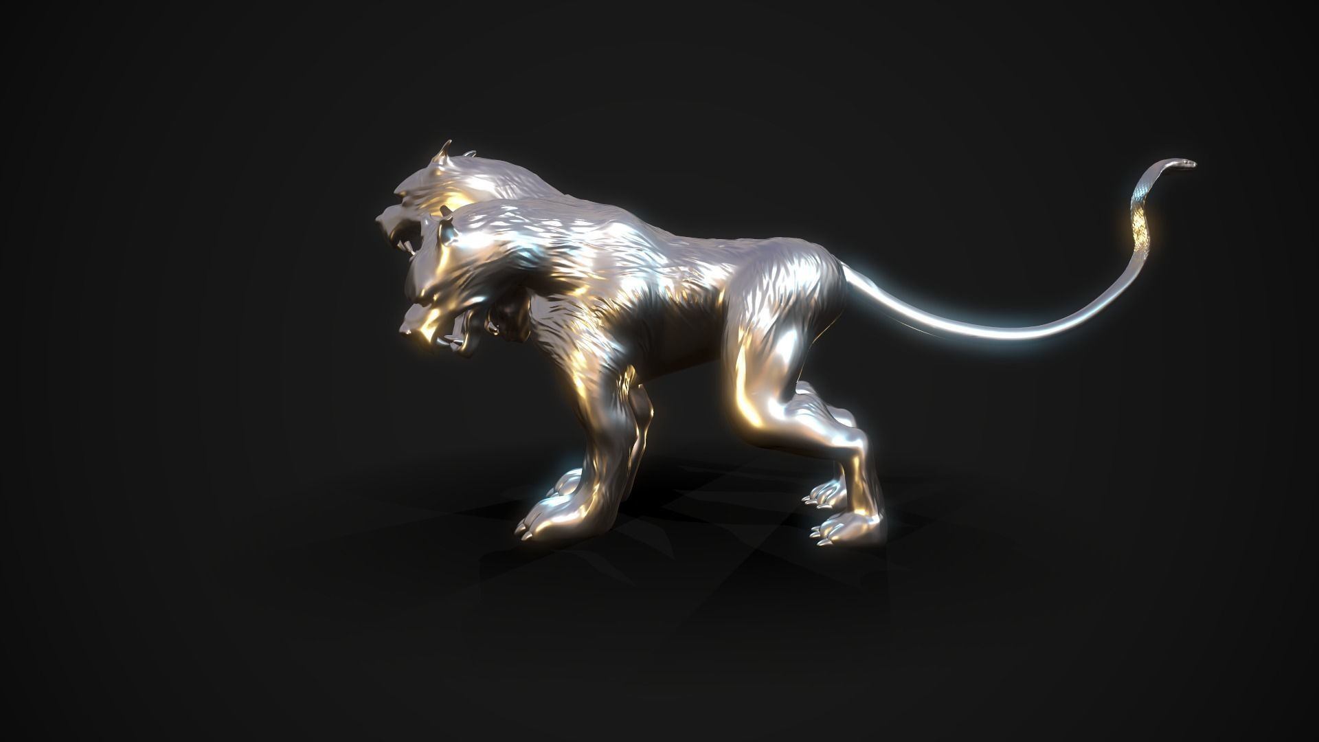 Cerberus 3D print model silver lion Free 3D print model_4