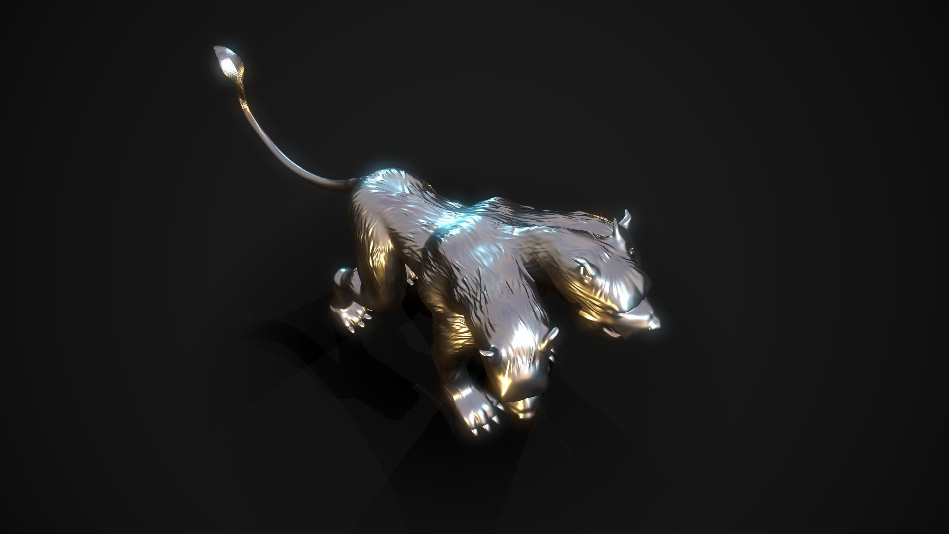 Cerberus 3D print model silver lion Free 3D print model_8