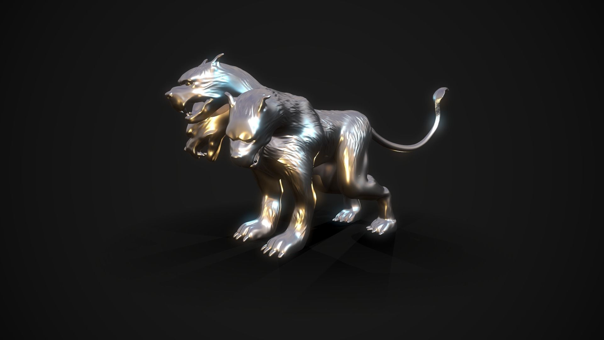 Cerberus 3D print model silver lion Free 3D print model_3