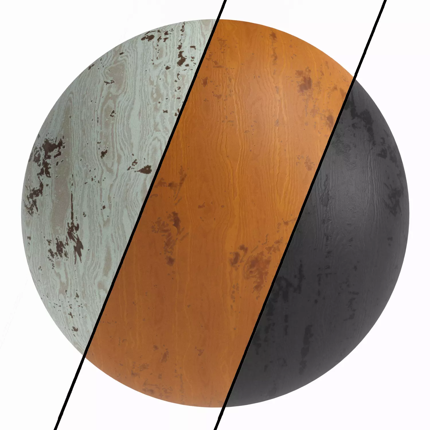 3 Worn Wood Materials PBR 4k by Sbsar 3D model