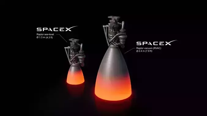 SpaceX Raptor Engine 3D model