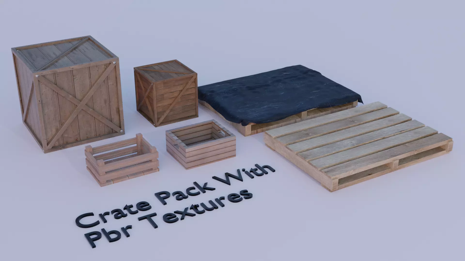 Wooden Crate Pack Free 3D model