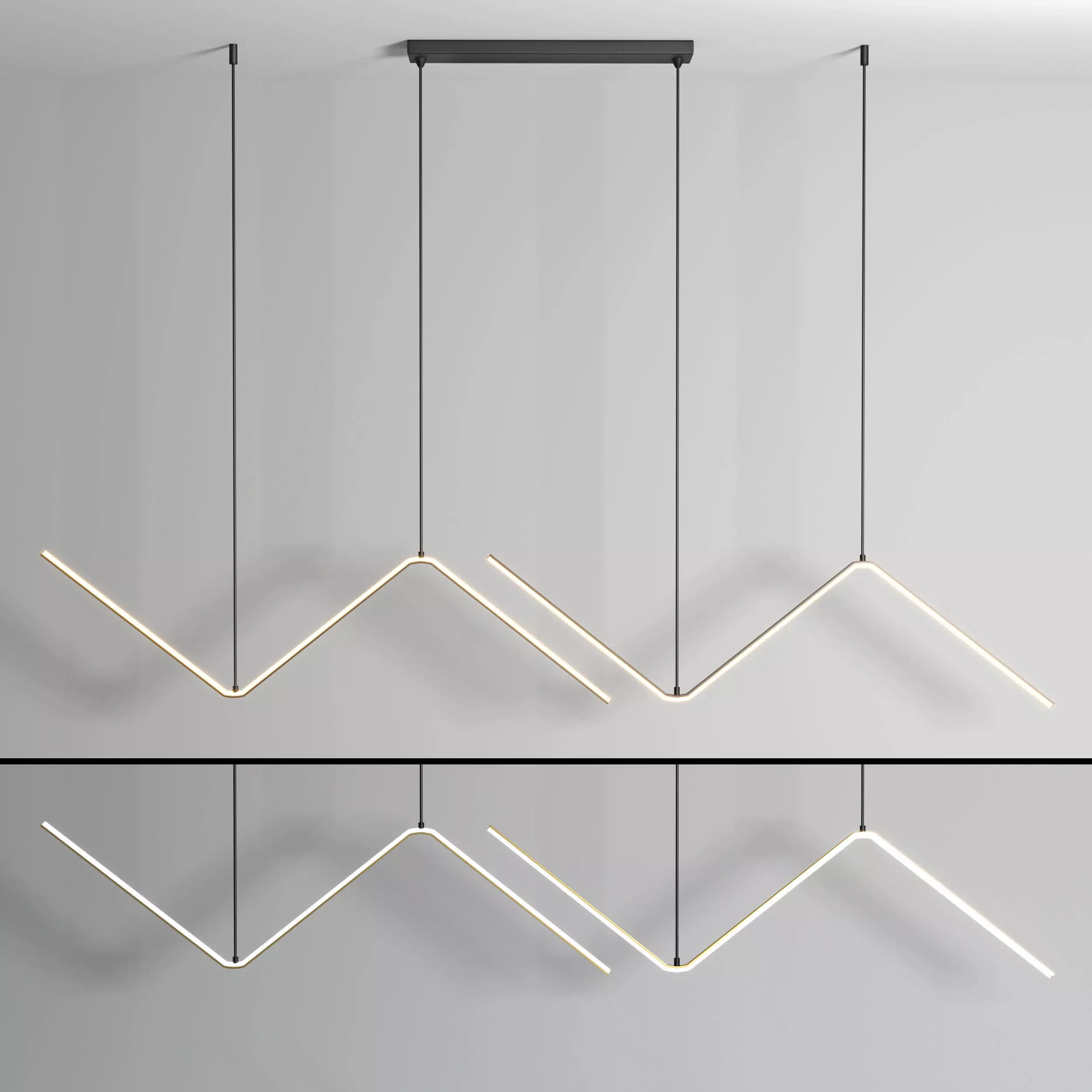 Zigzag Pendant Light Low-poly 3D model_0