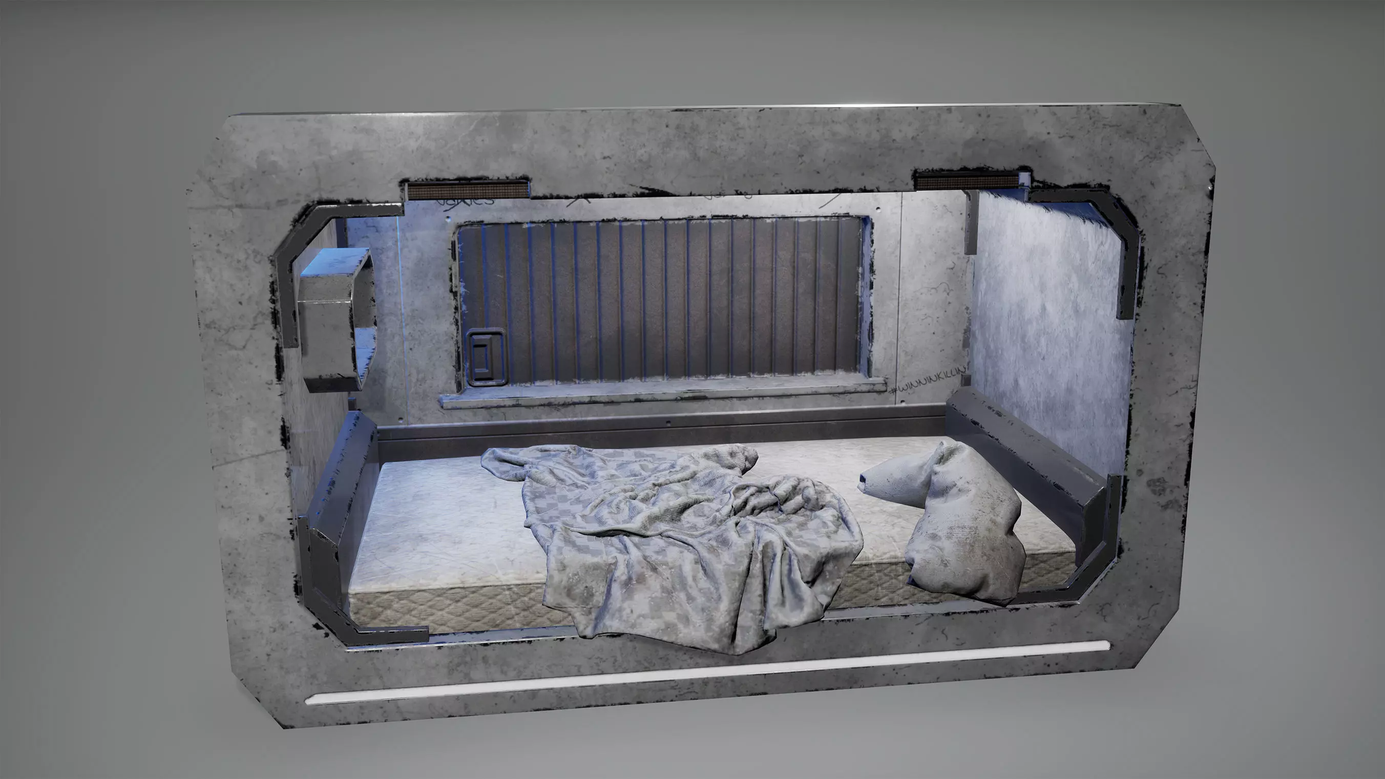 Cyberpunk Bed Blamket Matress Set Low Poly  Game Ready Low-poly 3D model_0
