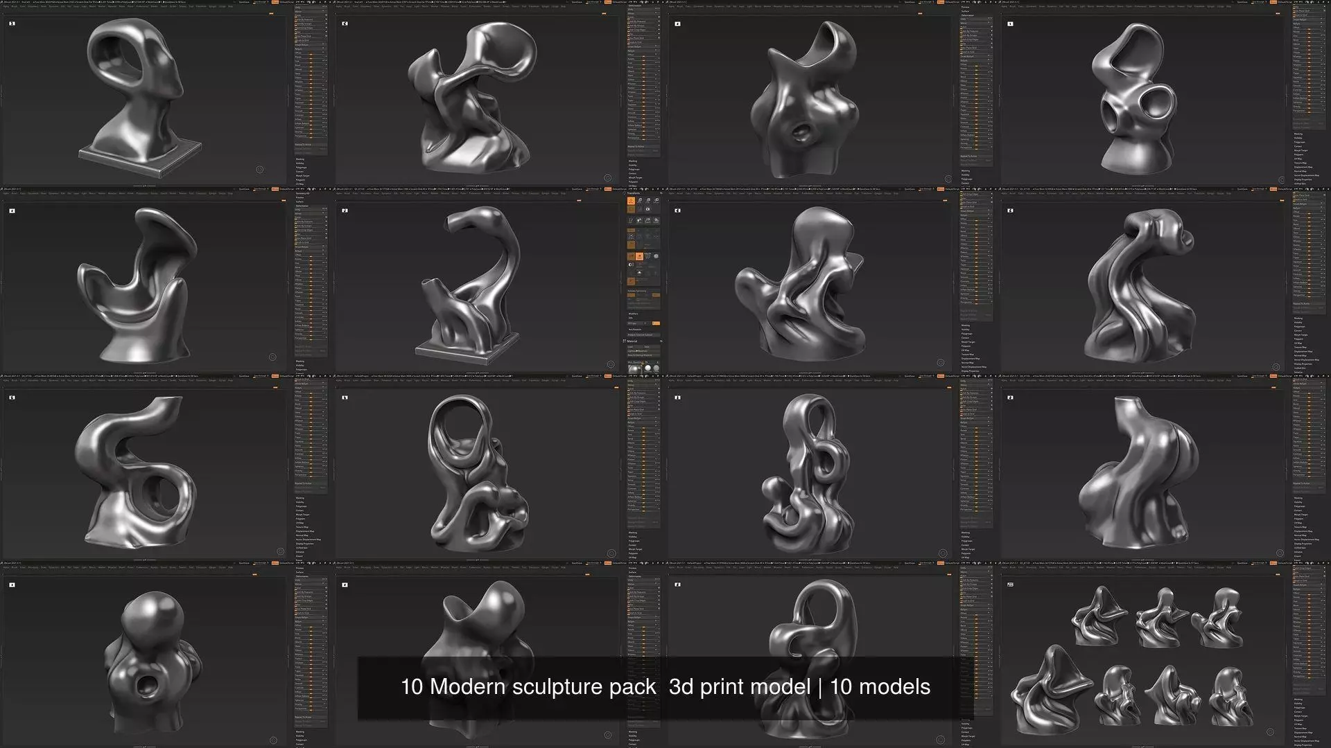 10 Modern sculpture pack  3d print model 3D Model Collection_0