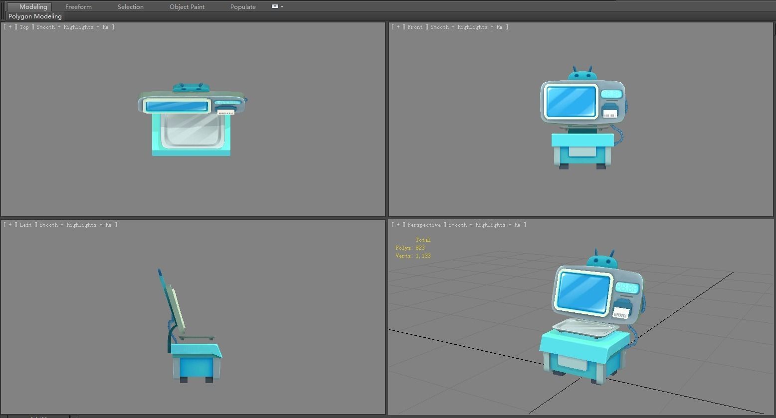 Cartoon Electronic Scale - Bench Scale - platform balance Low-poly 3D model_3