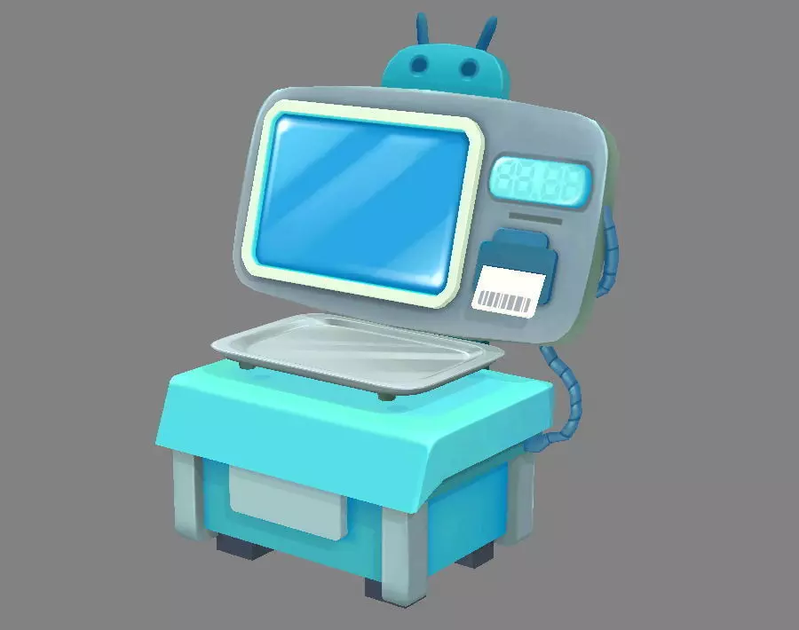 Cartoon Electronic Scale - Bench Scale - platform balance Low-poly 3D model_0
