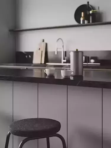 Dark Nordic Kitchen for Cinema 4D and Corona Renderer 3D model