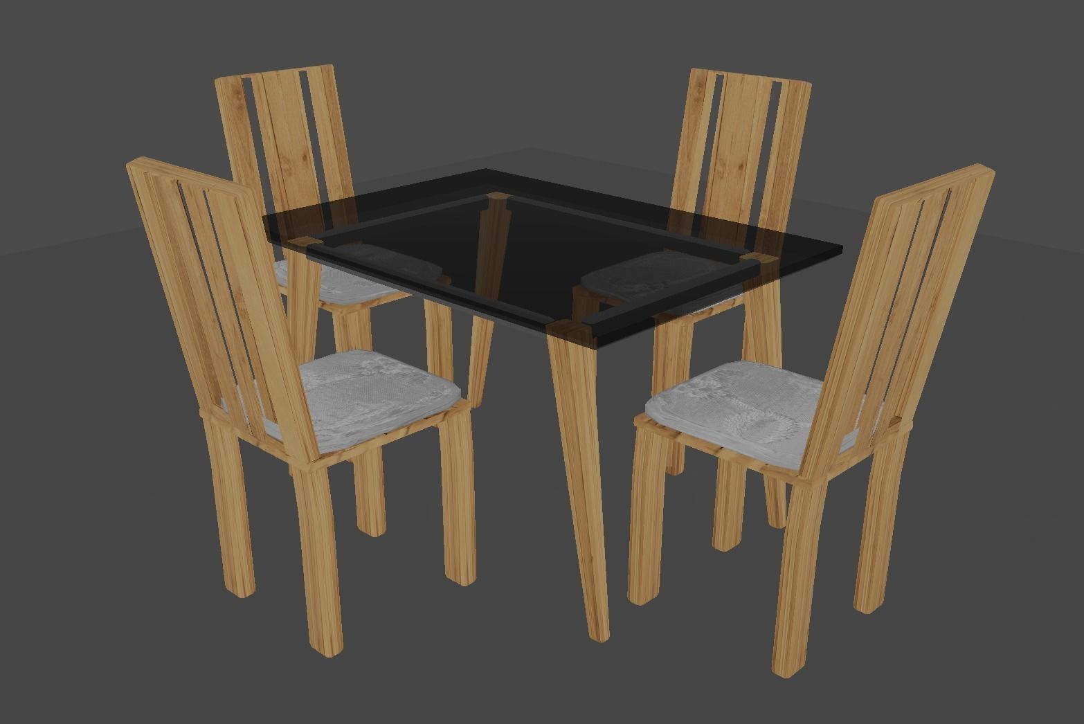 Dining table 3d model Maya Low-poly 3D model_3