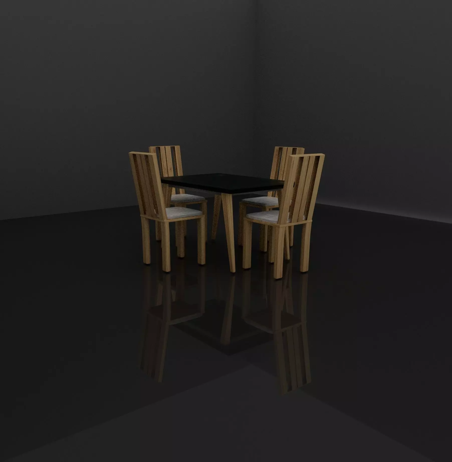 Dining table 3d model Maya Low-poly 3D model_0