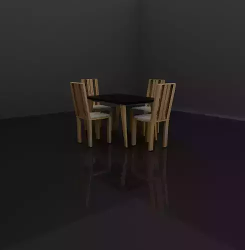 Dining table 3d model Maya Low-poly 3D model