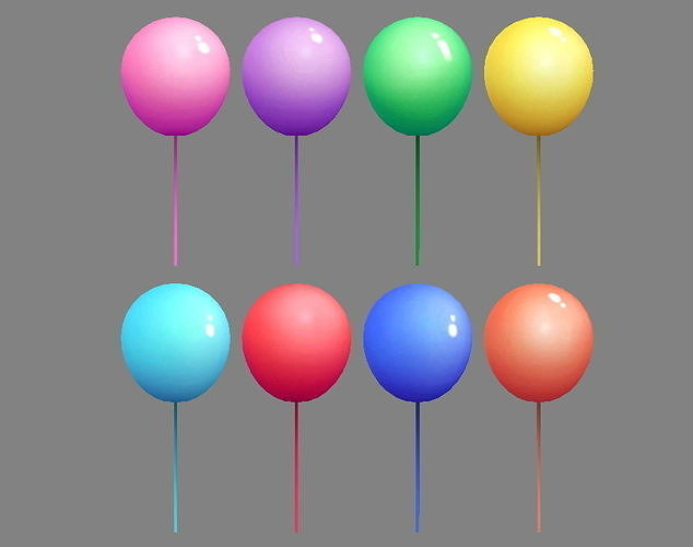 Cartoon balloons - a set of colorful balloons Low-poly 3D model