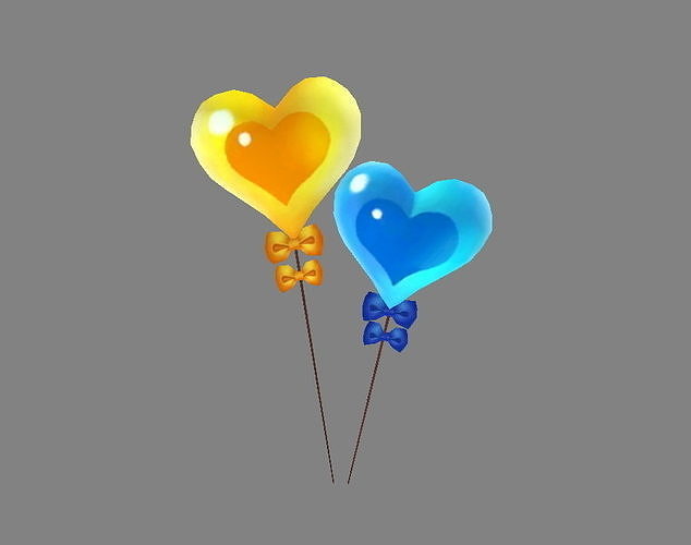 Cartoon love balloon - a heart-shaped balloon Low-poly 3D model