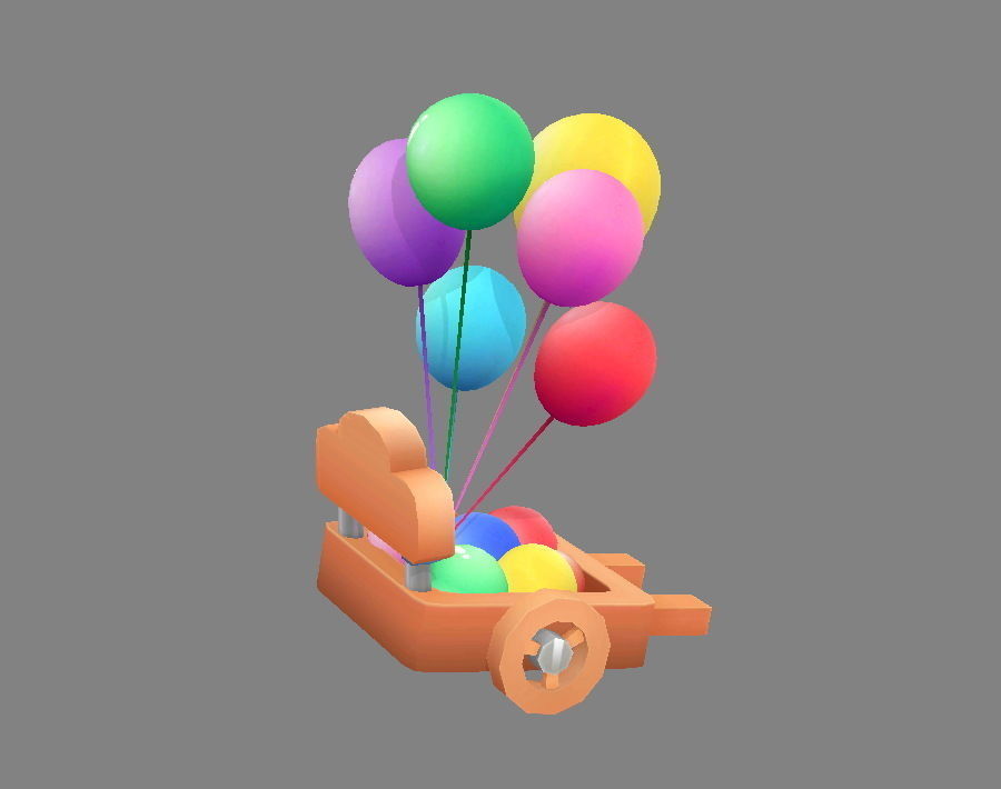 Cartoon Balloon Booth - Wooden Rickshaw Low-poly 3D model_2