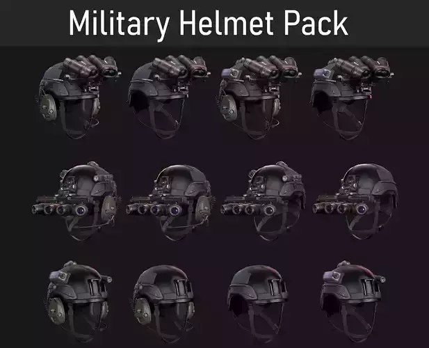 Military Helmet Pack Game Ready Low-poly 3D model