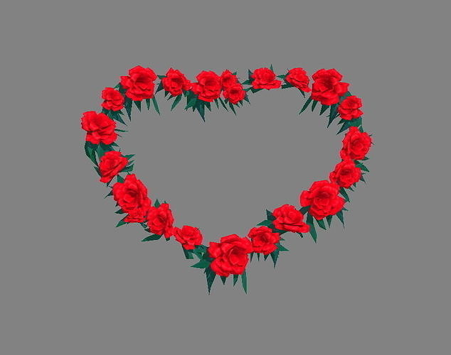 Cartoon Rose Flower Wreath - Love Heart Low-poly 3D model