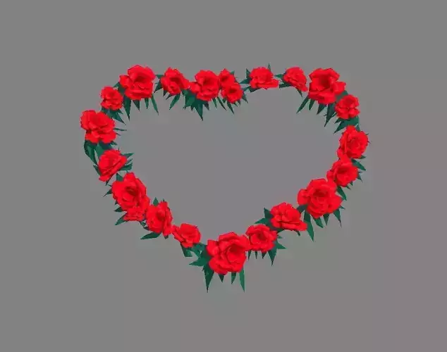 Cartoon Rose Flower Wreath - Love Heart