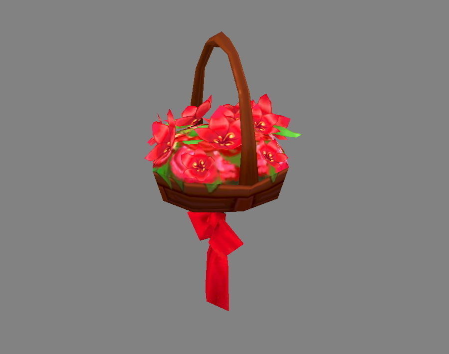 Cartoon flower basket Low-poly 3D model_1