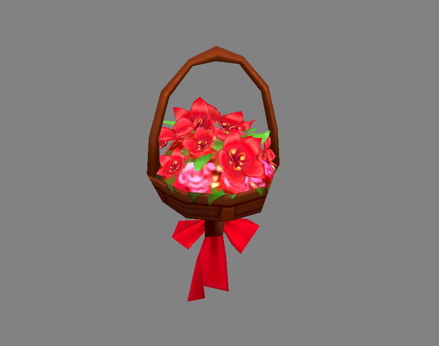 Cartoon flower basket Low-poly 3D model_2