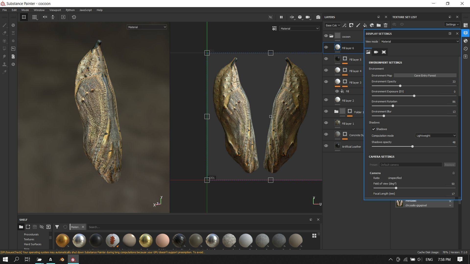 Butterfly cocoon Low-poly 3D model_12