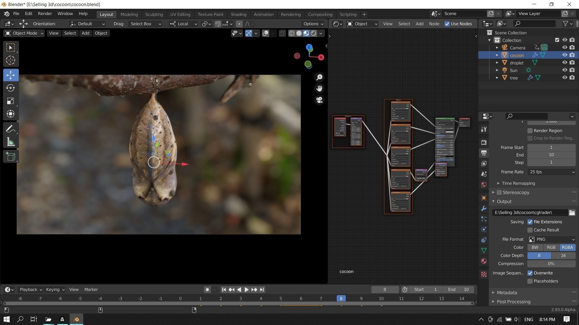 Butterfly cocoon Low-poly 3D model_15