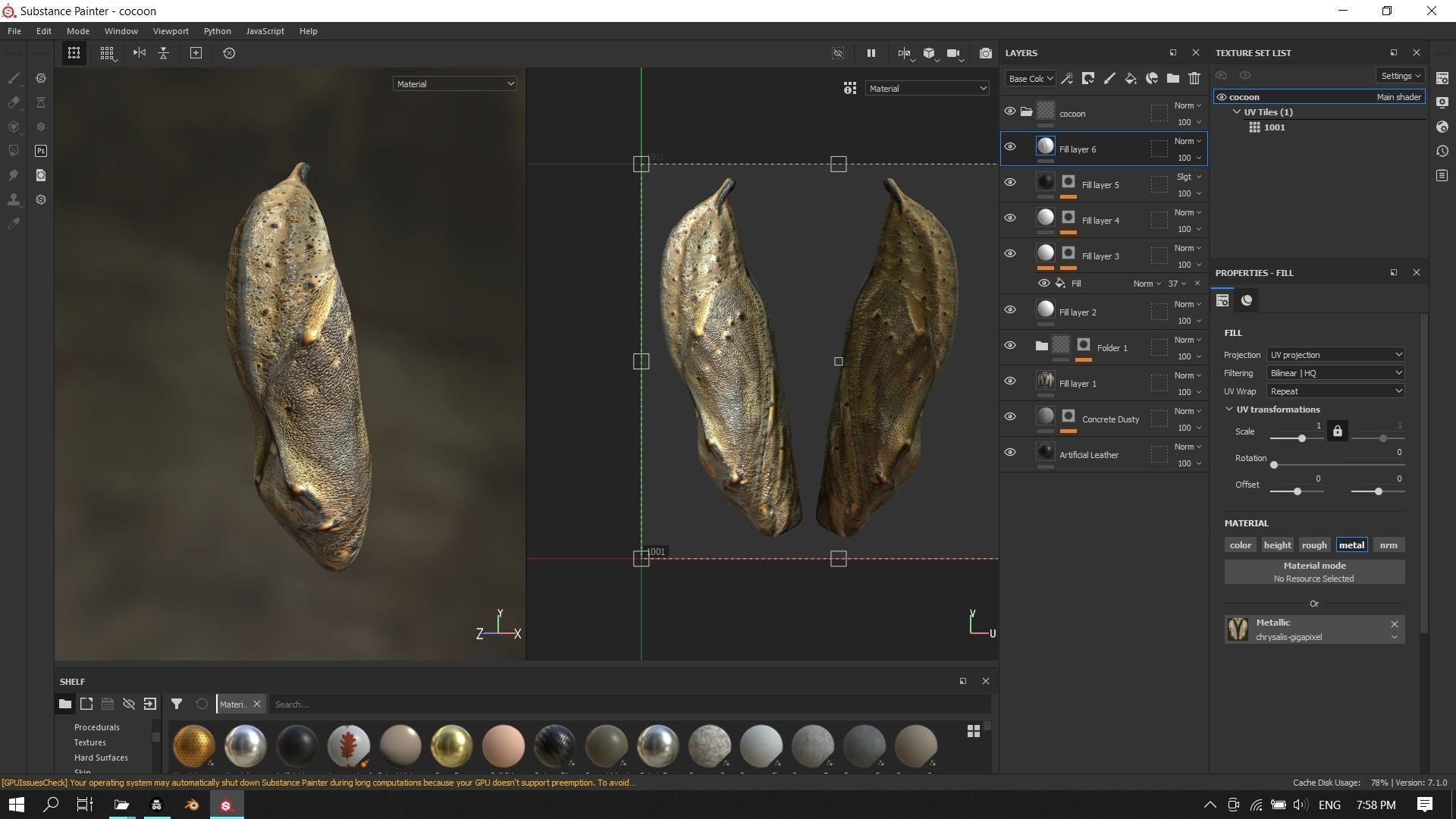 Butterfly cocoon Low-poly 3D model_11