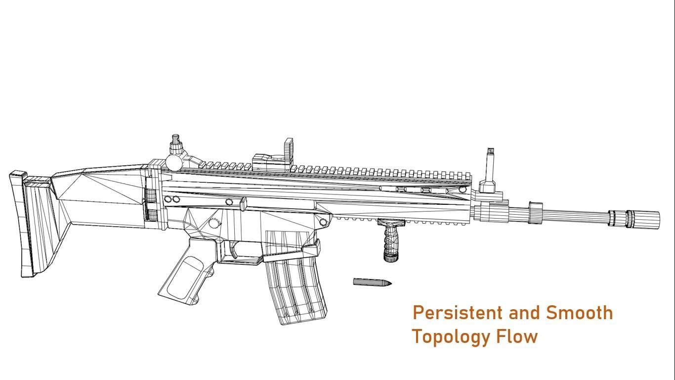 FN SCAR Low-poly 3D model_3