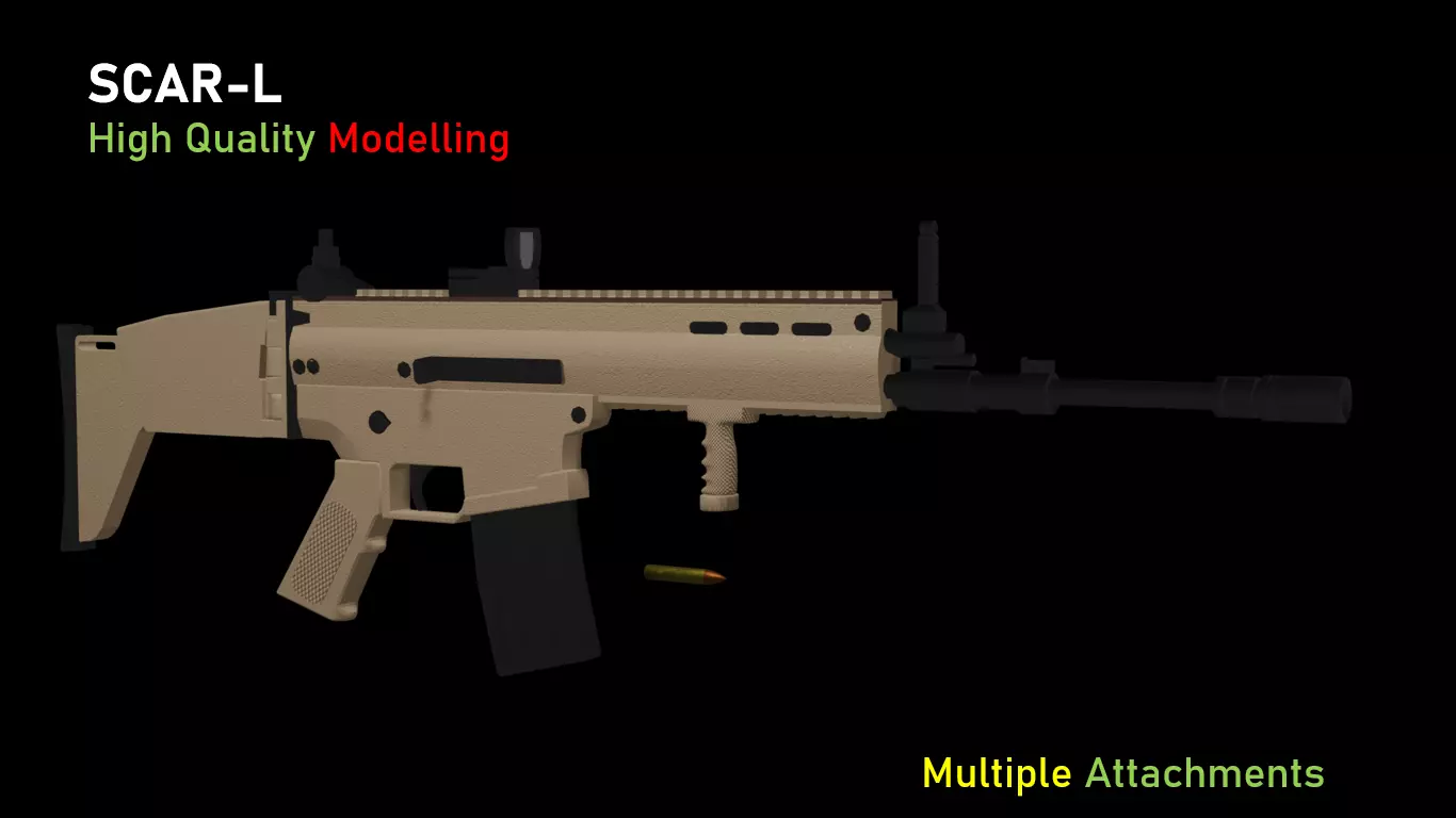 FN SCAR Low-poly 3D model_0