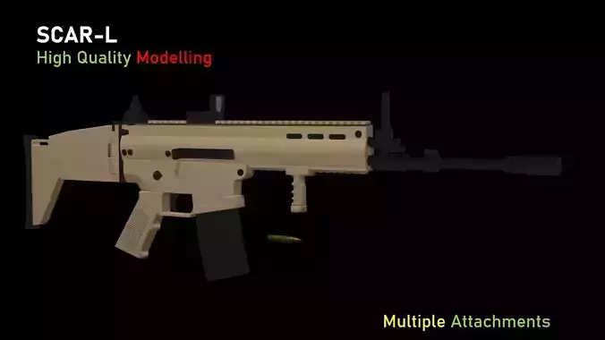 FN SCAR Low-poly 3D model