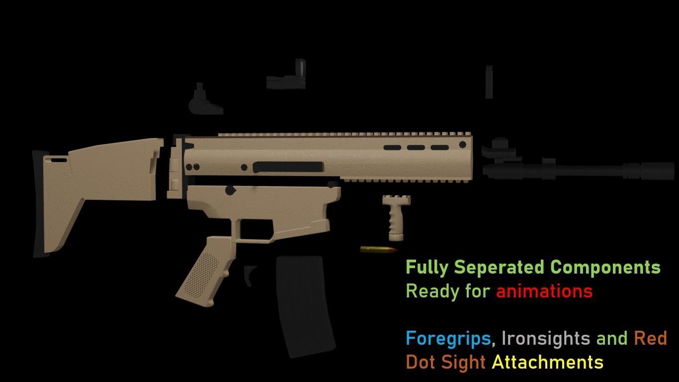 FN SCAR Low-poly 3D model_2