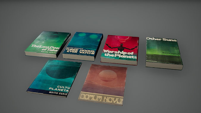 Cyberpunk Book Set Low Poly  Game Ready 3D model