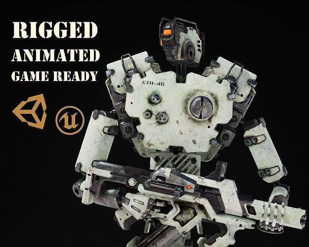 Etasphera46 star wars robot holding light Low-poly 3D model