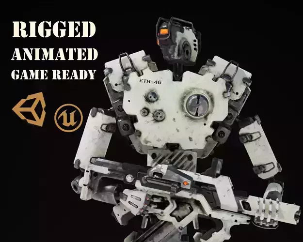 Etasphera46 star wars robot holding light Low-poly 3D model