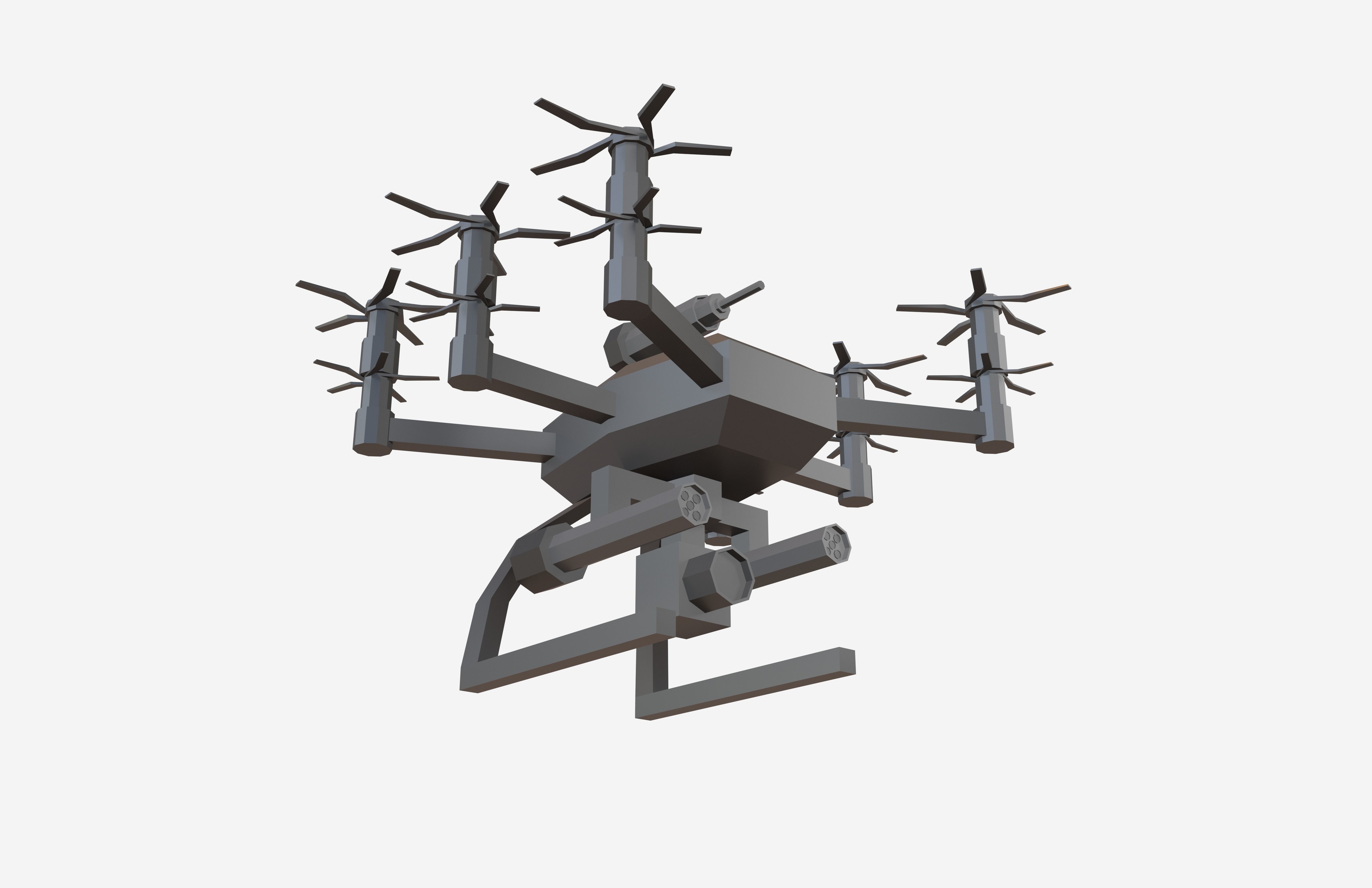 Cartoon Wepon Drone V1 002 Low-poly 3D model_3