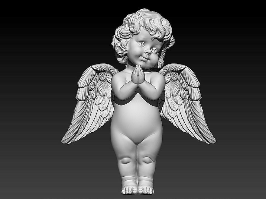 praying baby angel statue Sculpture jewelry gold 3D print model_1