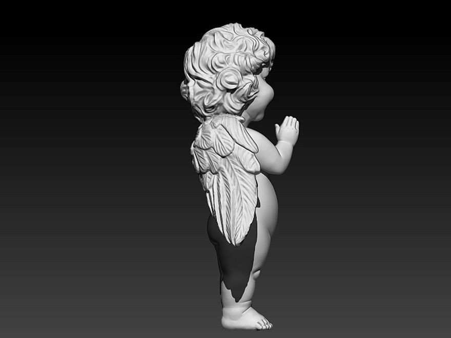 praying baby angel statue Sculpture jewelry gold 3D print model_8