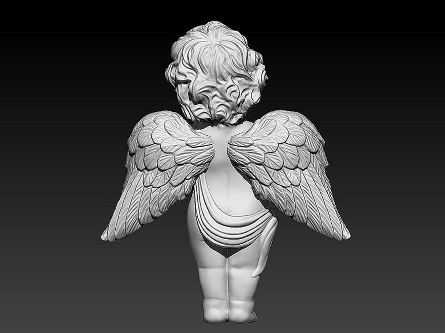 praying baby angel statue Sculpture jewelry gold 3D print model_6